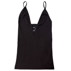 Free People ‘Intimately’ Black Ribbed Criss Cross Camisole